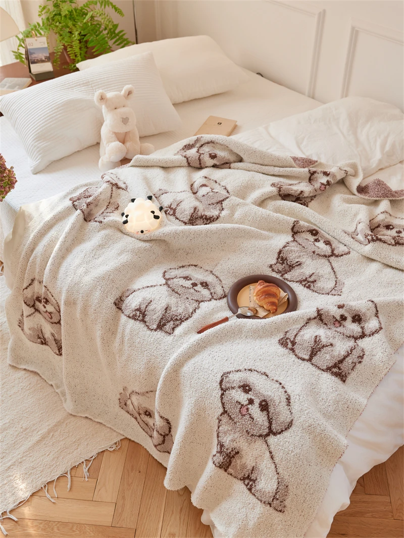 product bd cute puppy knitted blanket soft and comfortable not to be missed for those who love puppies-61