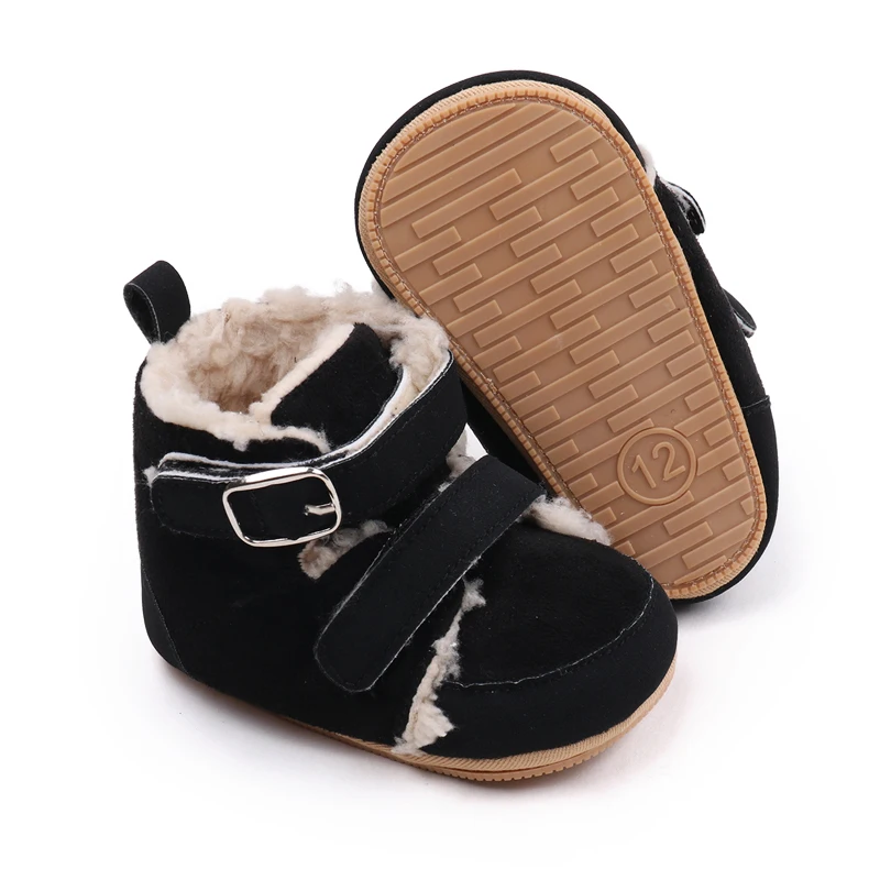 Double Inline Winter Warm Baby Chunky Plush Underlining Warm Toddler Cotton Boots supplier
