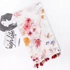 Fashionable Spring And Summer Ladies Floral Printed Oversized Scarf With Sequins Beach Shawls With Tassels
