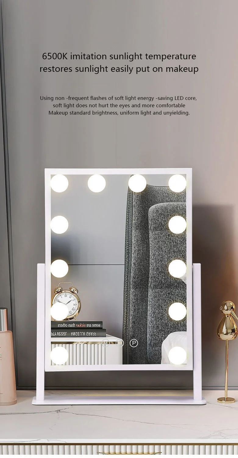 High Quality Luxury Vanity Hollywood Style Makeup Mirror With Led Light