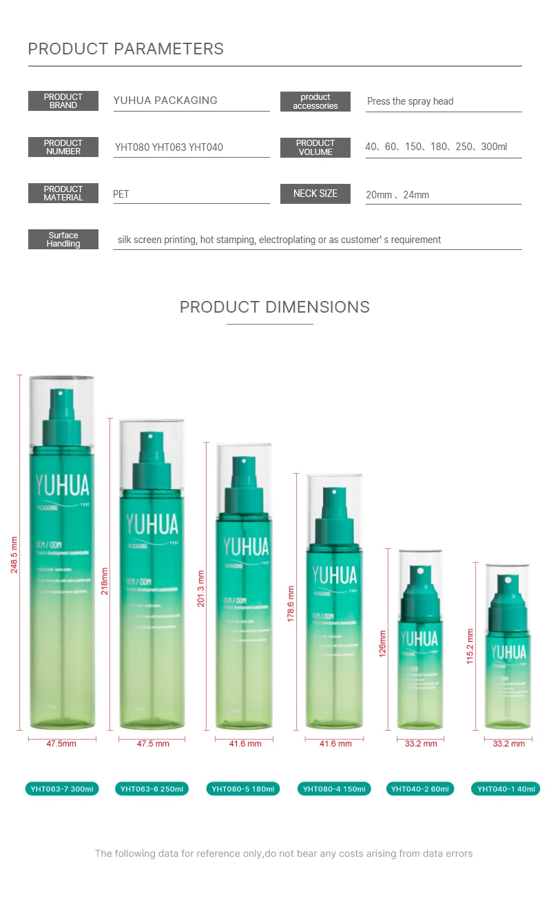 Customized Gradient Color PET Spray Bottle with Fine Mist Sprayer for Cosmetic Use in 40ml-300ml Sizes