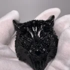 Obsidian Wholesale High Quality Hand CARVED Black Obsidian Tiger Carving Craft For Gift