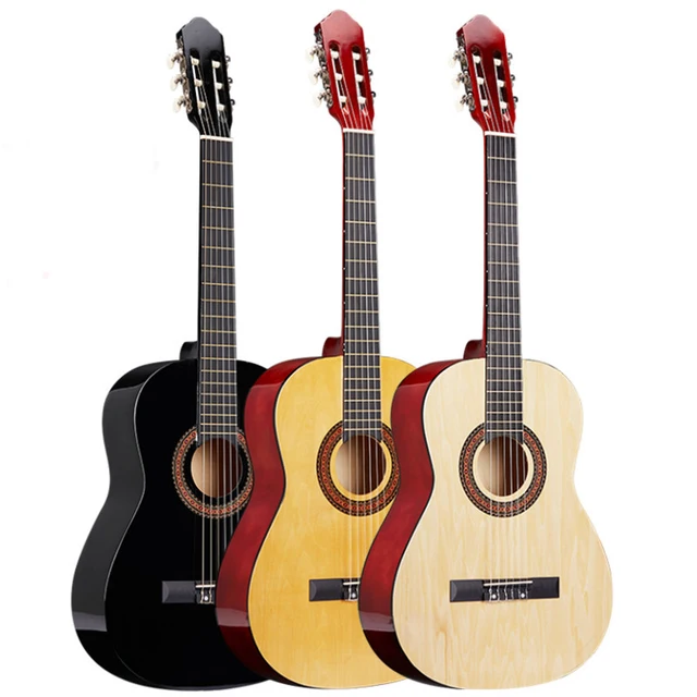 Good quality wholesale customized Logo and package cheap price 39 inch nylon string classical guitar for sale