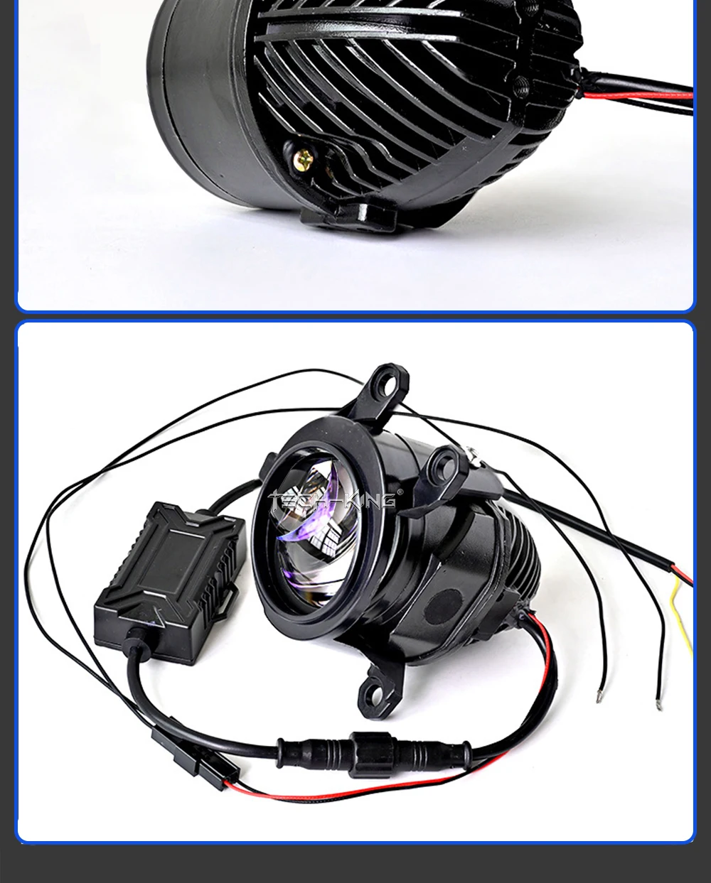 TECH-KING Automobile 2-inch 12V universal LED three-light matrix projector fog lamp for Toyota Nissan laser lens fog lamp