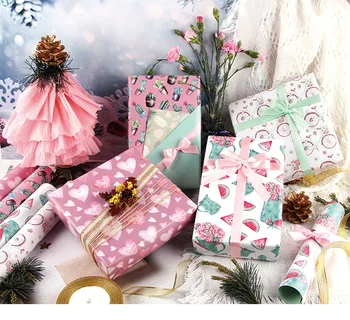 Oem promotion christmas new year custom packaging paper personaliszed gift wrapping paper roll Printed Wrapping gift Paper