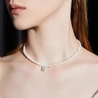 Pearl Necklace Elegant Diamond Pearl Necklace Natural Freshwater Pearl Pendant Choker Necklace For Women/Girls