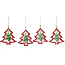Pioneer Effort Wooden Christmas Tree w/nutcracker Hanging Ornaments Decorations for Home Decor, 4 asst.