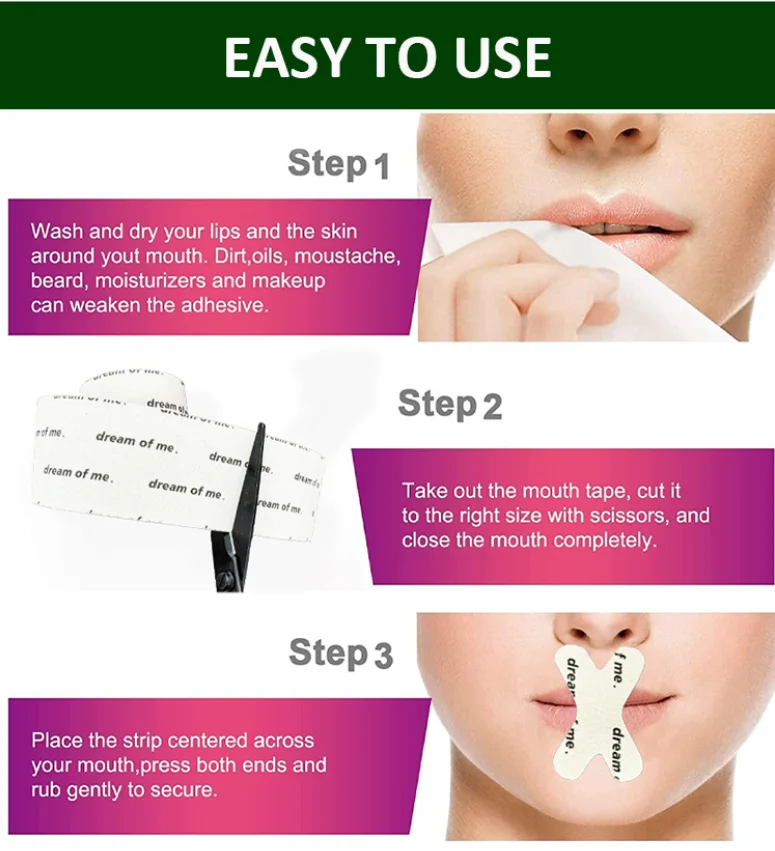 Customized Logo DIY Sleep Strips Anti-Snoring Stickers Night Sleep Lip Nose Breathing Improving Patch Mouth Correction Tape Roll factory