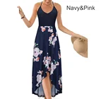 Summer NEW Women Summer Floral Printed Sleeveless Dress Sling Dress V-neck Backless Dress Plus Size