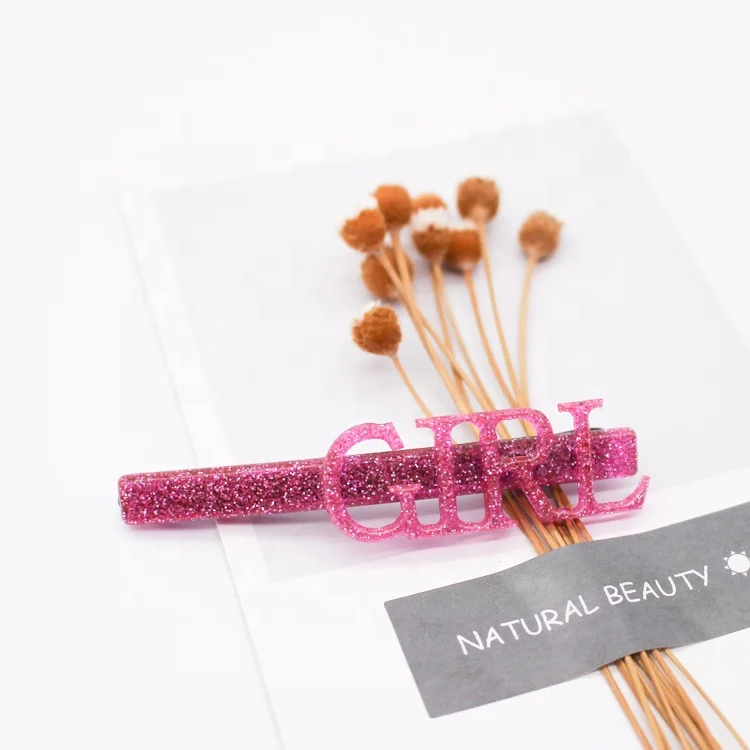 High quality acetic acid metal bobby pins custom words hair clip for girls hair