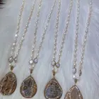 Gemstone Gemstones Natural Stone Pendant Diy Gemstone With Pave Rhinestone Pendant Gemstone Necklace For Women