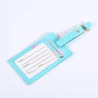 Luggage Bag Flamingo Printed Light Blue Eco Friendly PU Leather Bagage Tags Luggage Bag Tag