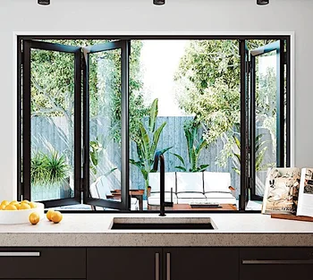 Alufront AS2047 Customized Folding Window Original Factory Price Aluminum Sliding Exterior House Window Aluminum Alloy Frame