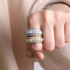 Cz Ring Hot Selling Hip Hop Micro Paved 5 Rows Diamonds Tennis CZ Rotating Ring