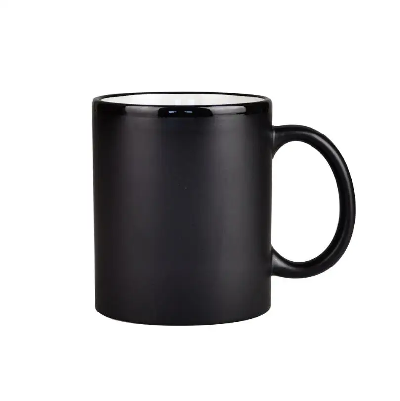 11oz Custom Factory Wholesale Sublimation Color Changing Black Matte Ceramic Magic Mug For Promotional gifts