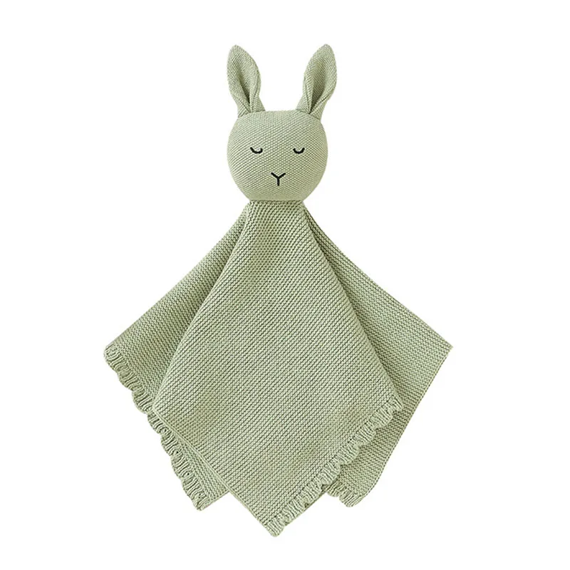 Hot Sale Newborn Muslin Cotton Baby Lovey Knit Security Blanket Comforter Toy Baby Sleeping Soft Bunny Baby Comforter Toy
