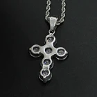 Diamond Pendant Wholesale Hip Hop New Stainless Steel Diamond 3A Zircon Cross Pendant