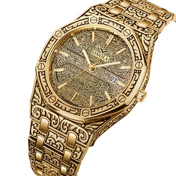 ONOLA Quality Brand Luxury Gold Silver Quartz Analog Watch Men Golden Vintage Business Wristwatches Reloj