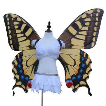 Adult models show large black wings fairy props to perform butterfly wings