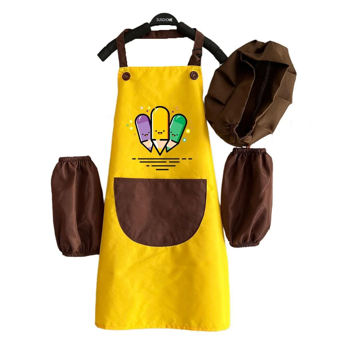 Waterproof Kids polyester child Aprons custom logo With Sleeve Custom Design Painting Kids polyester kids paint apron