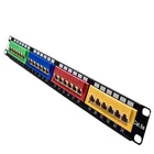 Rj45 Patch Panel 1U 24 Ports Colorful 60 Degree Beveled Loaded Unshield Utp Cat5e Rj45 Patch Panel