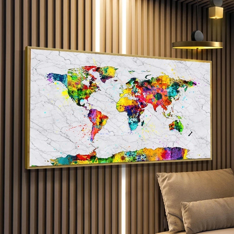 World Map Painting On Canvas Big Size World Map Canvas Painting Map Of The World Posters And Print  Office Study Decor Wall Art Landscape Mosaic Picture Decor - Buy Canvas  Painting,Art Print,Decor Painting Product On Alibaba.com