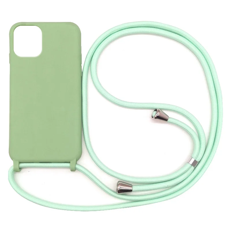 Crossbody Lanyard Candy Color Cell Phone Cases For iPhone 15 14 13 12 11 Pro Max TPU Back Cover Phone Rope