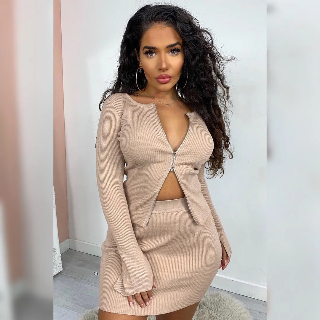 two piece knit outfit