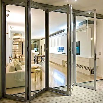 ALUFRONT American NFRC Aluminium Folding Door Extrusion Profile Bifold Sliding Glass Doors Bifold Patio Exterior Doors