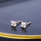 Studs Earrings Wholesale 10k Flower Petal Shape Studs Women Earrings Micro Insert Ear Ring