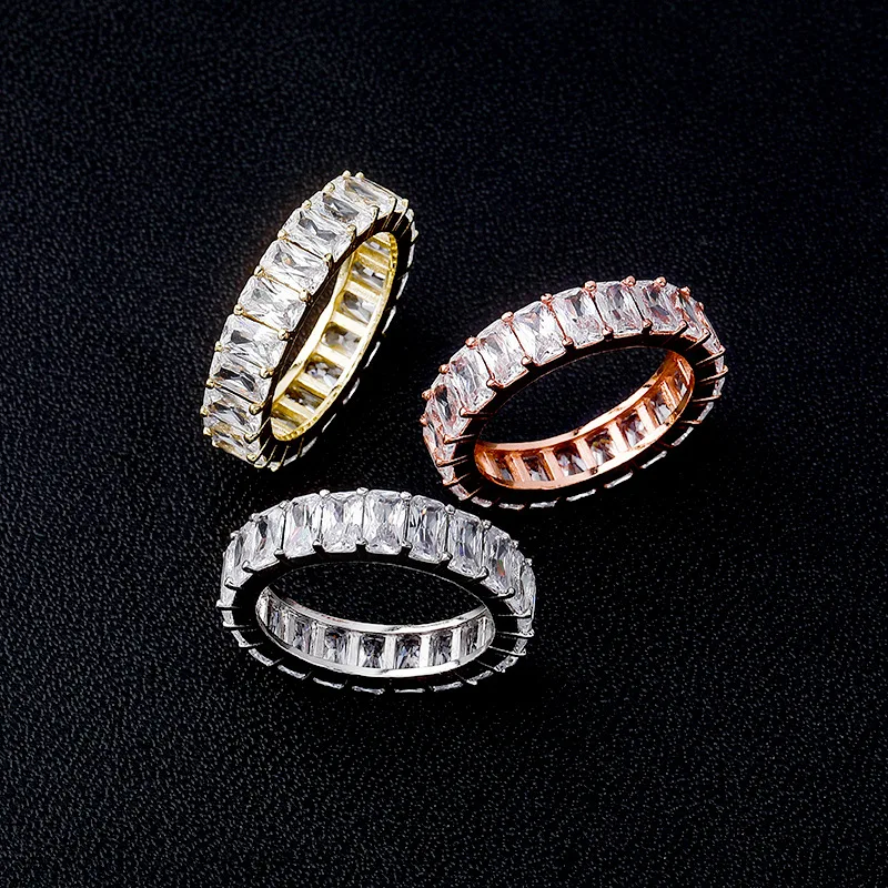 Fashion wholesale american gold plated paved diamond ring 18k gold ring woman jewelry rose gold color women rings