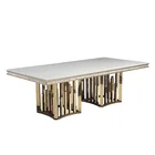 Modern Style Stainless Steel Table Metal Base Stainless Steel Furniture Marble Dining Table For Living Room