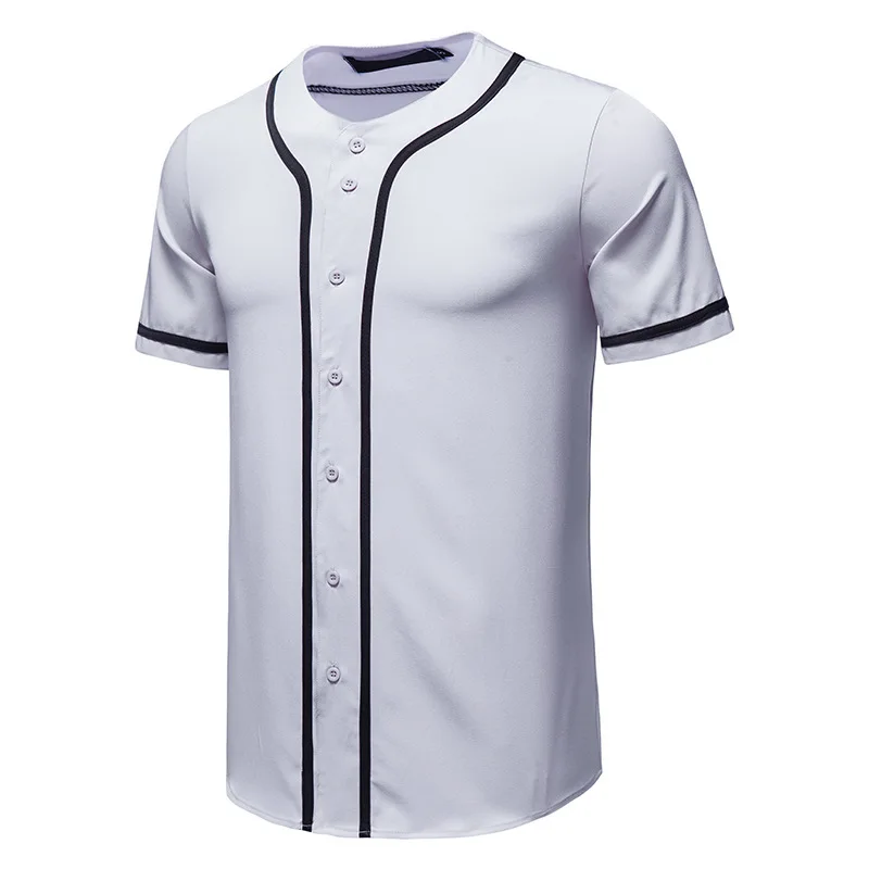MNMN Blank Jersey Plain Hipster Hip Hop for Men Button-Down Baseball Jersey Short Sleeve Shirt White Black Red Grey S-3XL 