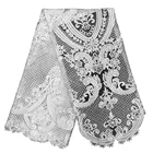 Fabric 2021 Luxury Textile Lace Fabric White Wedding Embroidery Flower Bridal Beaded Wedding Border Lace
