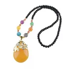 Necklace Colored Beaded Goldfish Drop Sweater Chain Rough Stone Beeswax Lady Long Pendant Necklace