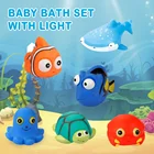 Toy Toys Silicone Bath Toy Light Up Bath Toy Floating Flash Rubber Glow LED Animal Colorful Bath Squirters Toys Set
