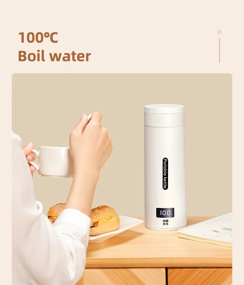 Portable 500ML Electric Kettle Portable Heating Thermal Mug Water Tea Boiler Camping Car Designed Teapot Heating Cup Box Kitchen