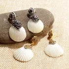 Hoop Earrings Natural Shell Scallop Bohemian Personality Geometric Hoop Earrings