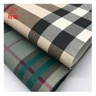 Leather Bag Print Leather Check Design PVC Synthetic Leather Woveng Backing For Bag And Cosmetic Case