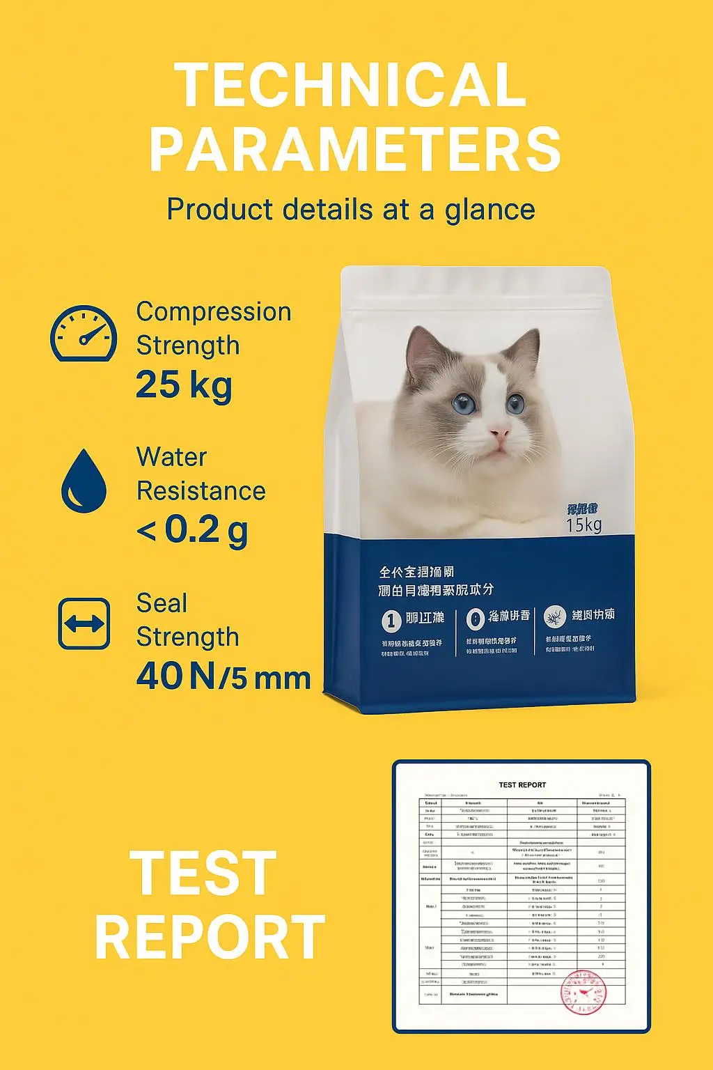 Premium PE Flat Bottom Zipper Pet Food Packaging Custom Logo Food Grade for Baby Food Chewing Gum Salad Cakes Heat Resistant - detail 13