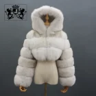 Coat All Fur Coat 2020 Lady's Trendy Short Cropped Hooded Ladies Outwear Fox Fur Jacket Women Fox Fur Coat