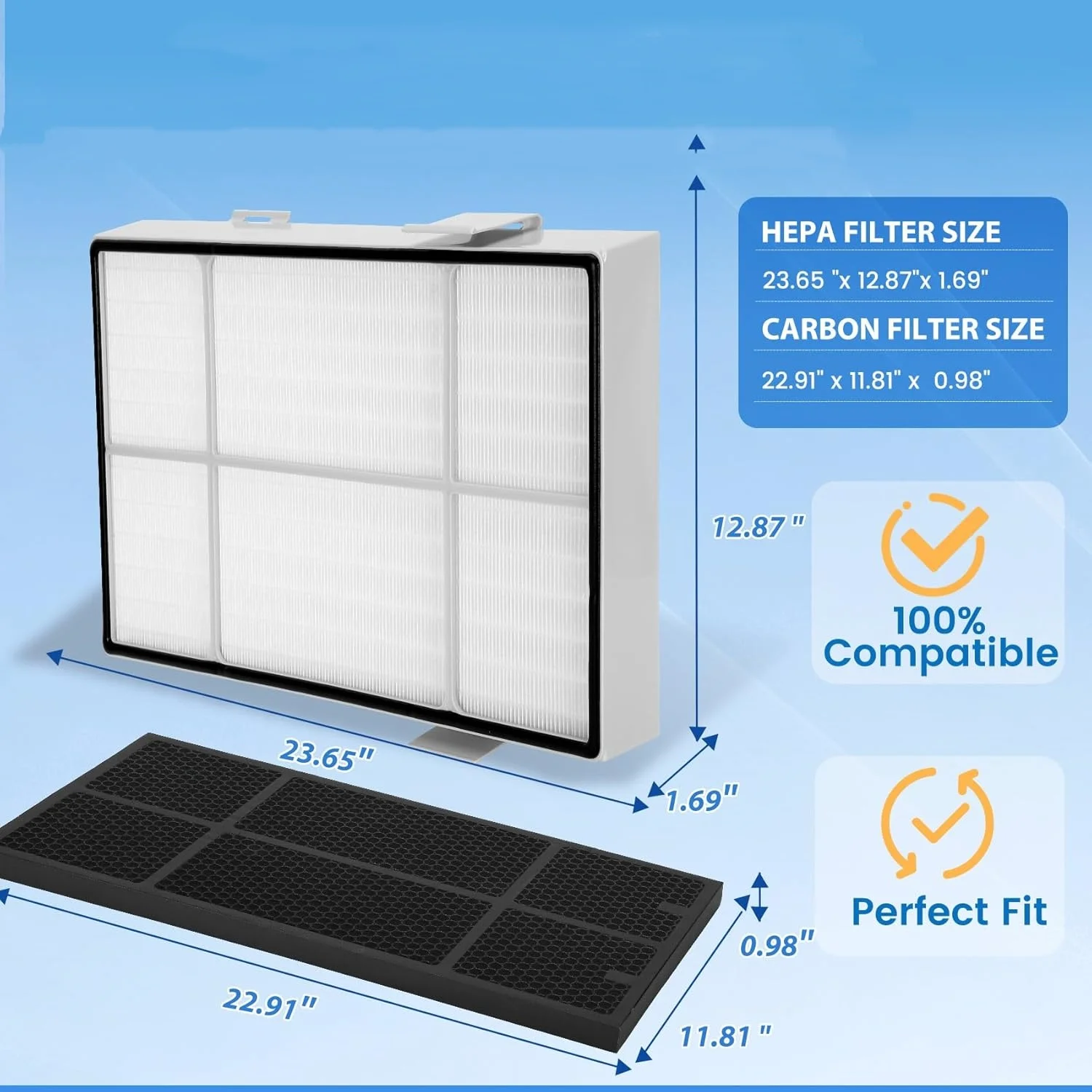 product walson hepa air purifiers filter pre filters h13 true hepa activated carbon replacement filter compatible with amway 101076ch-6
