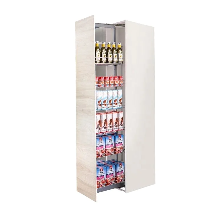 self close 400mm Pull out larder with chrome plate and chrome baskets soft 