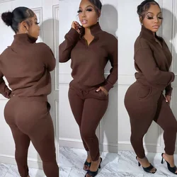 Fall 2023 Women Tracksuit Fleece 2 Piece Set Women Clothes Jogging Outfits for Ladies Hoodie Two Piece Set Solid Women Clothing