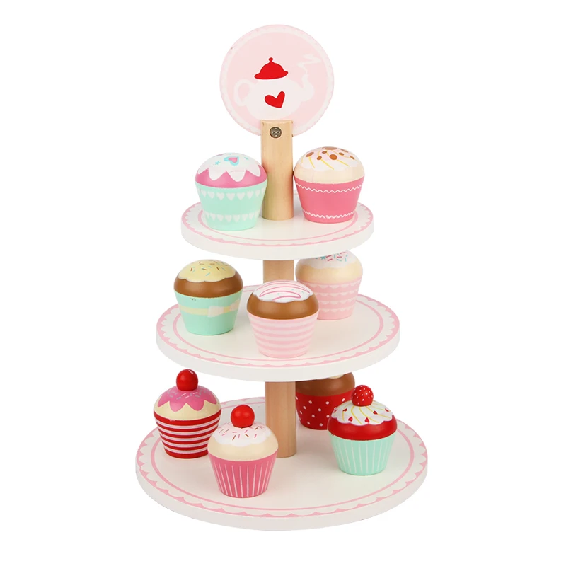 wooden tea and cake set