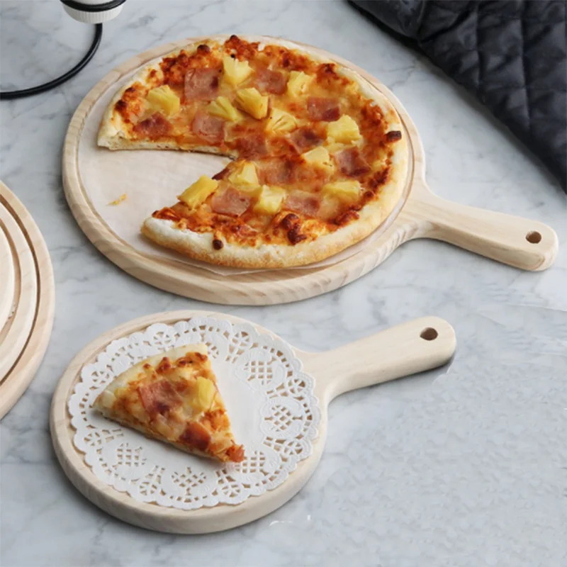 Kitchen Accessory Pizza Wooded Plate Food Serving Tray Bamboo Cutting Board Pizza Board With Handle
