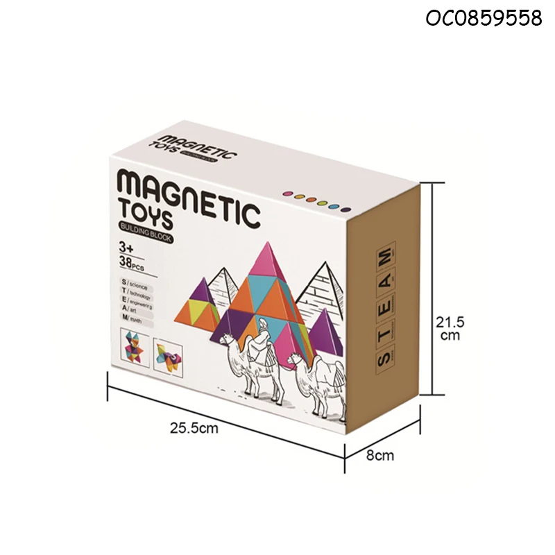 Novelty construction animal magic magnetic triangle building blocks toy for children