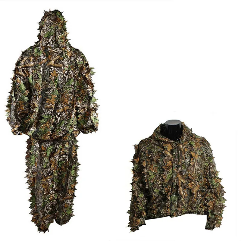 Hunting Poncho 3D Leaves Lightweight Camouflage Ghillie Suit Cloak Spring Autumn 