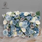 Silk Flowers High Quality Blue Artificial Silk Flowers Wall Wedding Backdrops For Wedding Decoration