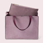 100% Designer Handbag Custom 100% Genuine Suede Real Leather Ladies Hand Tote Bag Designer Women Shopper Handbag